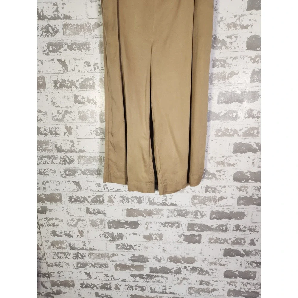 Preppy Wide Leg Palazzo Capri Pants XS Brown Oversized Quiet Luxury Academia